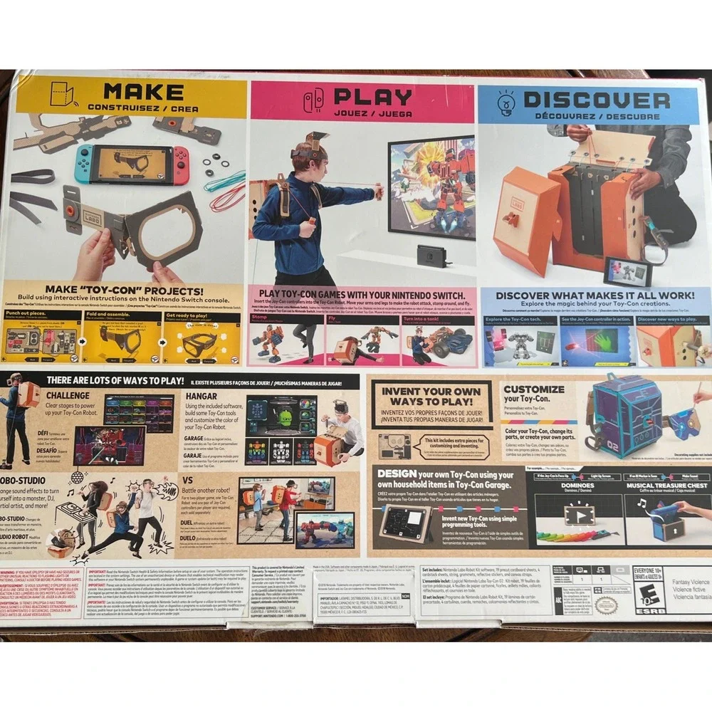 Set Of 2 Nintendo Labo Toy-Con 02 Robot Kit & Con 04 VR Kit Make Play Discover